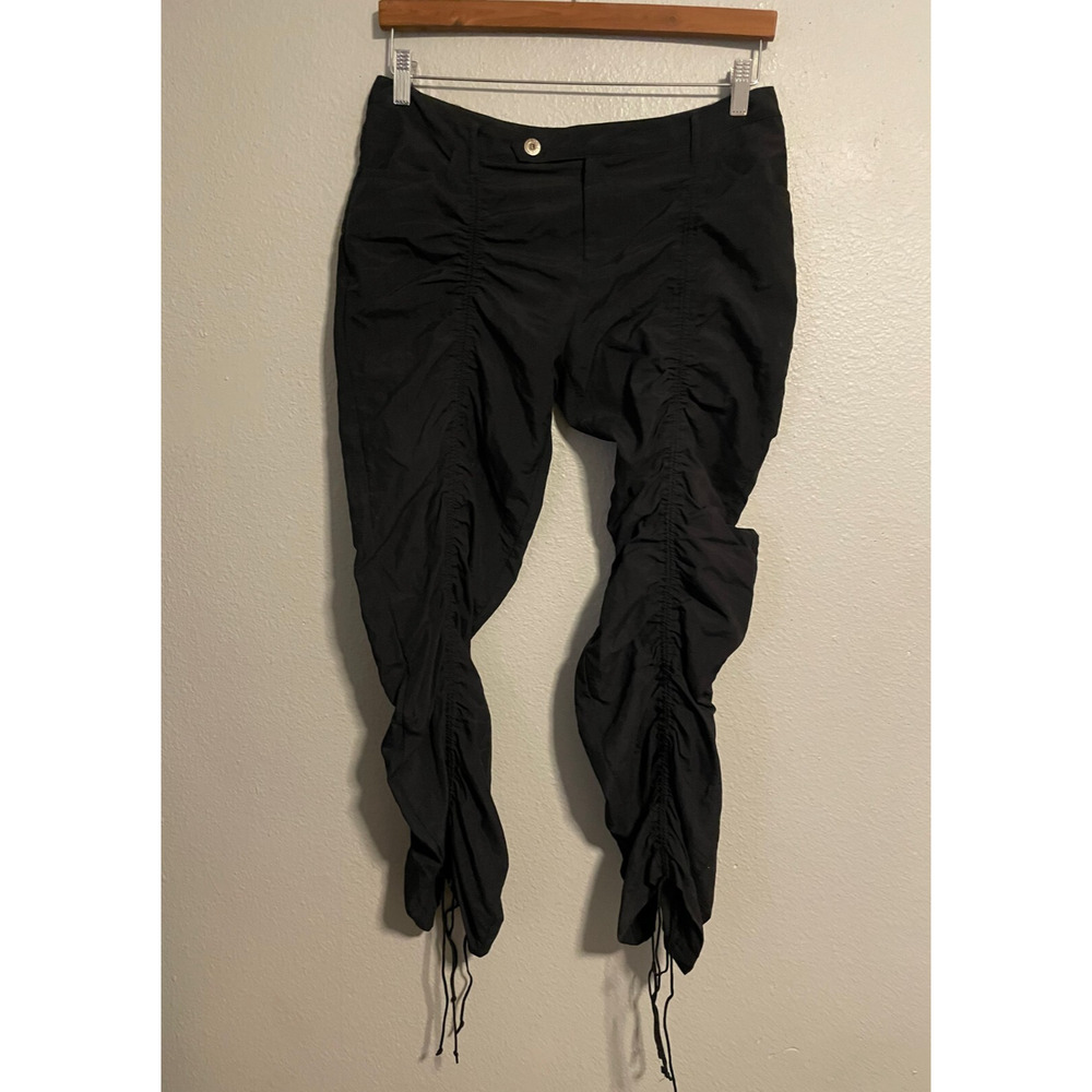 Bisou Bisou Womens Pants Size 8 Black Low Rise Ruched Cropped Grunge Punk Y2K